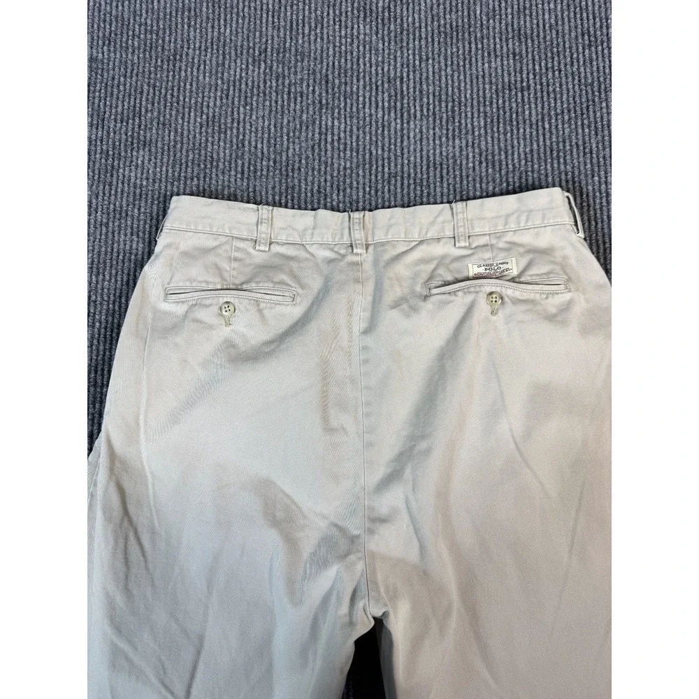 Polo Ralph Lauren Andrew Pants Mens Size 34x30 Khaki Vintage Baggy Pleated Chino